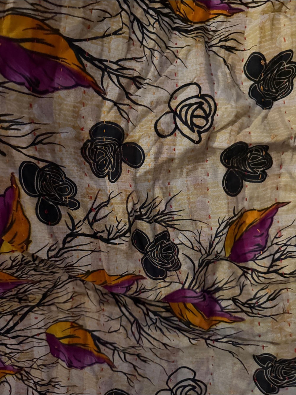 LAST ONE!!  Colorful Floral Kantha Patchwork Quilt Throw - Picture 10 of 10